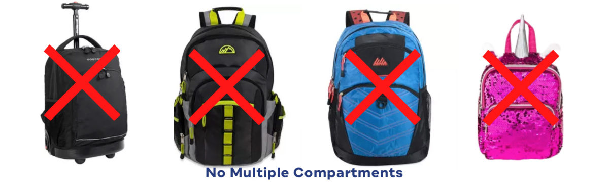 Examples of unacceptable bookbags