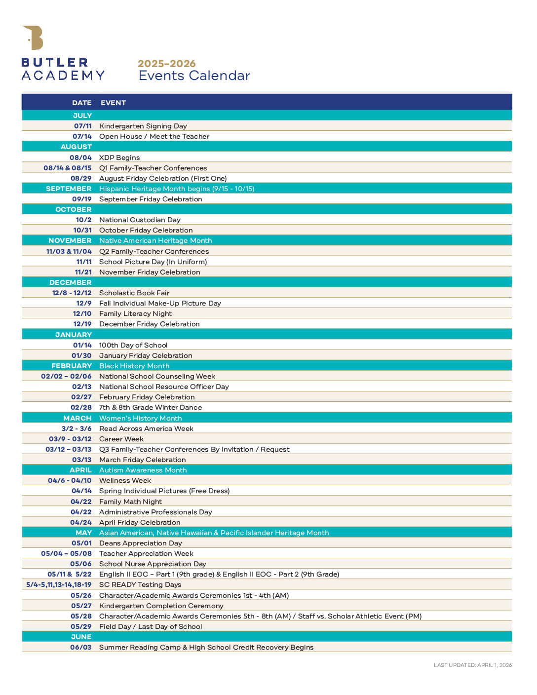BA Calendar Events 2025-26